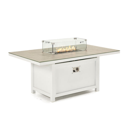 Nova - Vogue Rectangular Firepit Table - White