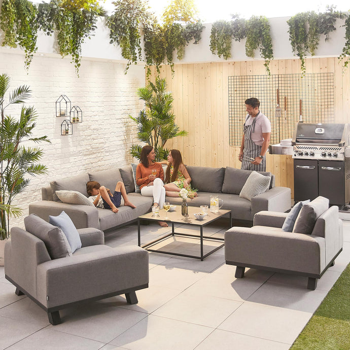 Nova - Tranquility Outdoor Fabric Corner Sofa Set with 2 Lounge Chairs - Light Grey
